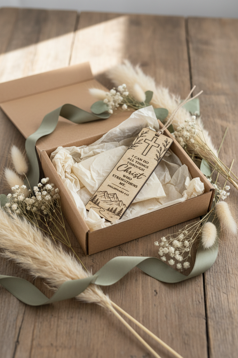 Wooden Scripture Bookmark Set of 2 – Engraved Faith Bookmarks