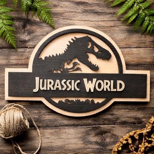 Jurassic World Wooden Sign | Layered Dinosaur Decor