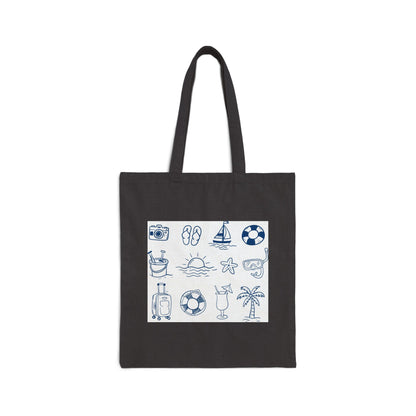 Beach Icons Tote Bag | Summer Vacation, Palm Tree, Sunglasses, Flip Flops