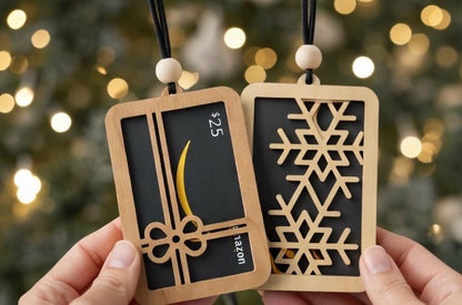 Wooden Gift Card Holder Ornament – Handmade Christmas Stocking Stuffer