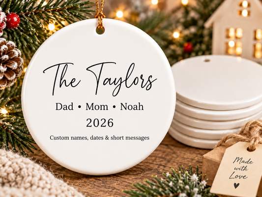 Custom Ceramic Christmas Ornament, Personalized Photo Keepsake (Round)