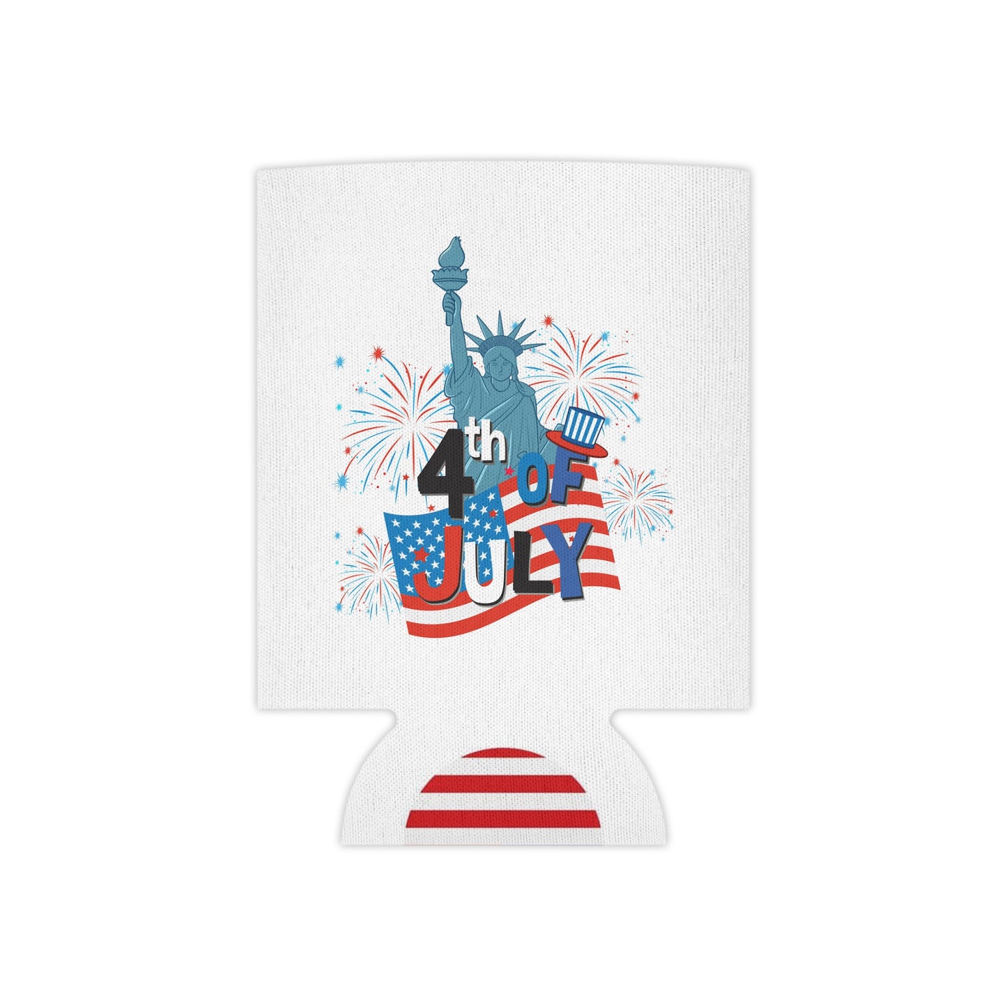 4th of July Statue of Liberty Can Cooler | American Flag Fireworks