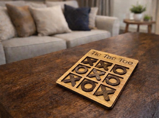 Wooden Tic Tac Toe Board – Handmade Travel Game for Kids & Adults