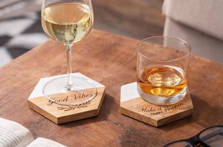 Personalized Wood Coasters - Custom Engraved Names or Words