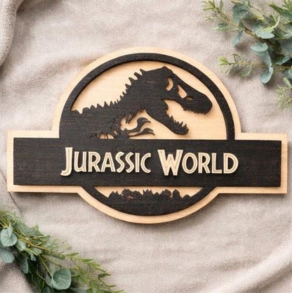 Jurassic World Wooden Sign | Layered Dinosaur Decor