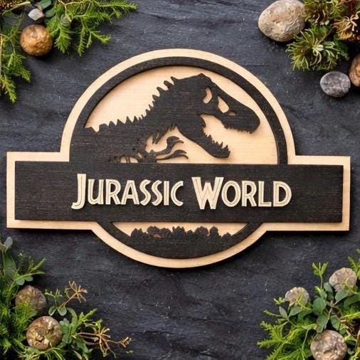 Jurassic World Wooden Sign | Layered Dinosaur Decor