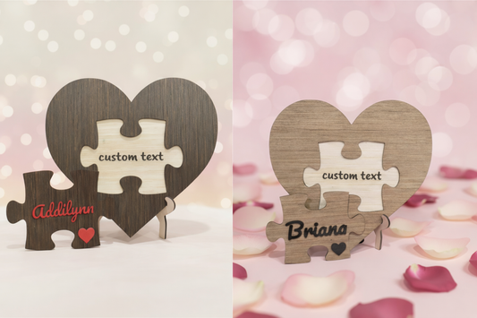 Custom Text Laser Engraved Heart
