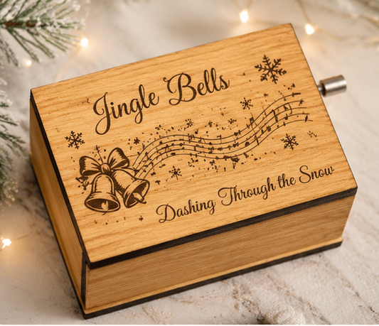 Jingle Bells - Engraved Wooden Music Box