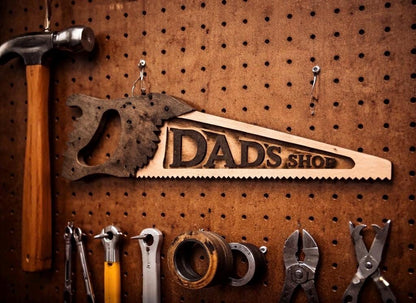 Personalized Wooden Saw – Custom Engraved Workshop & Garage Decor