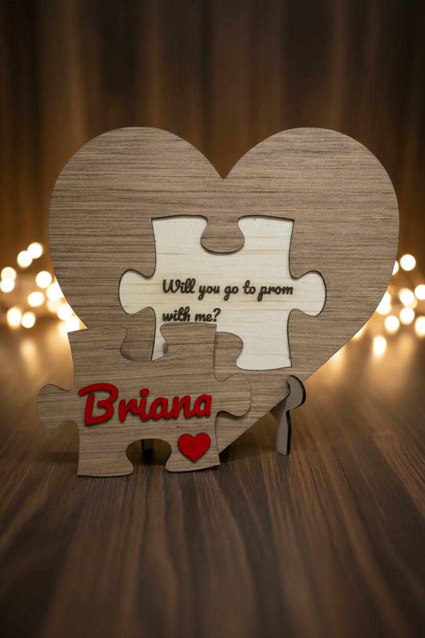 Custom Text Laser Engraved Heart