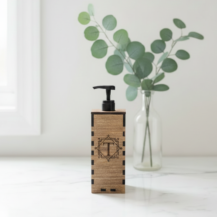 Personalized Monogram Wood Soap Dispenser Cover