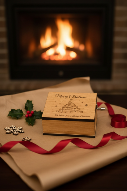 Merry Christmas Music Box – Engraved Wooden Gift