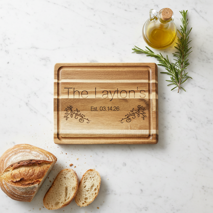 Wedding Gift Personalized Acacia Wood Cutting Board | Custom Engraved
