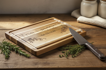 Wedding Gift Personalized Acacia Wood Cutting Board | Custom Engraved