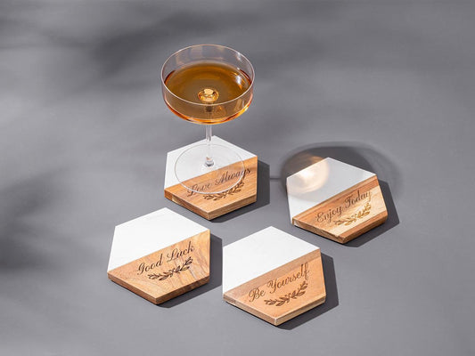 Personalized Wood Coasters - Custom Engraved Names or Words
