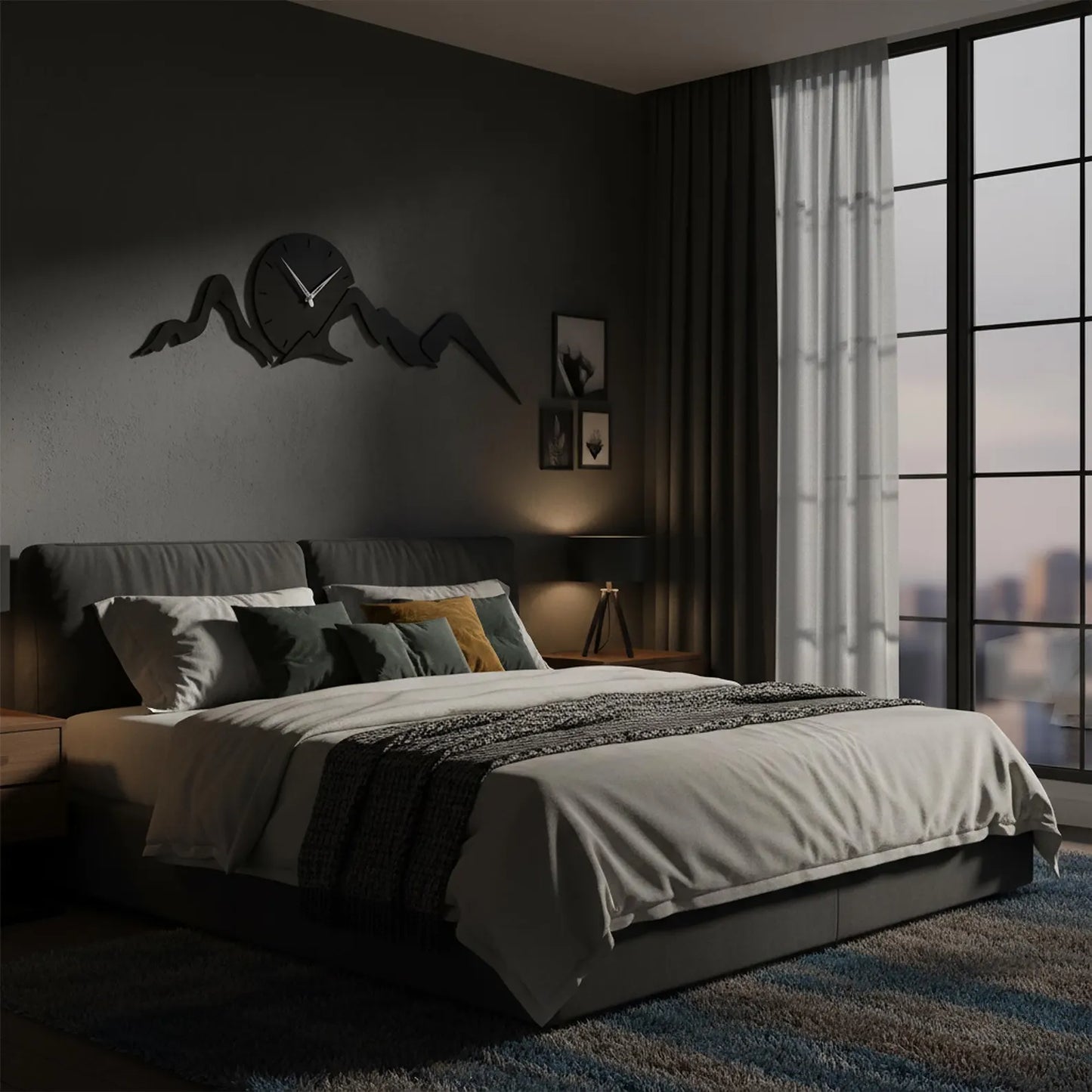 Wooden Mountain Wall Clock