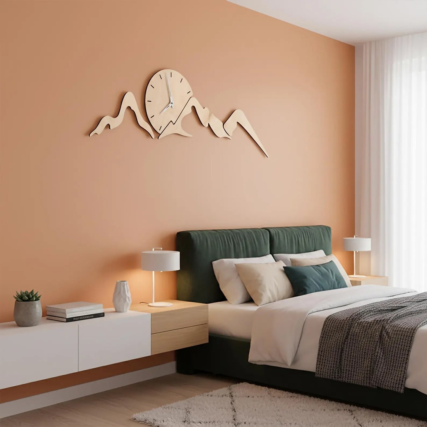 Wooden Mountain Wall Clock