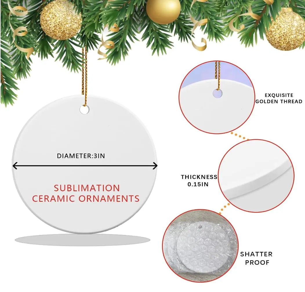 Custom Ceramic Christmas Ornament, Personalized Photo Keepsake (Round)