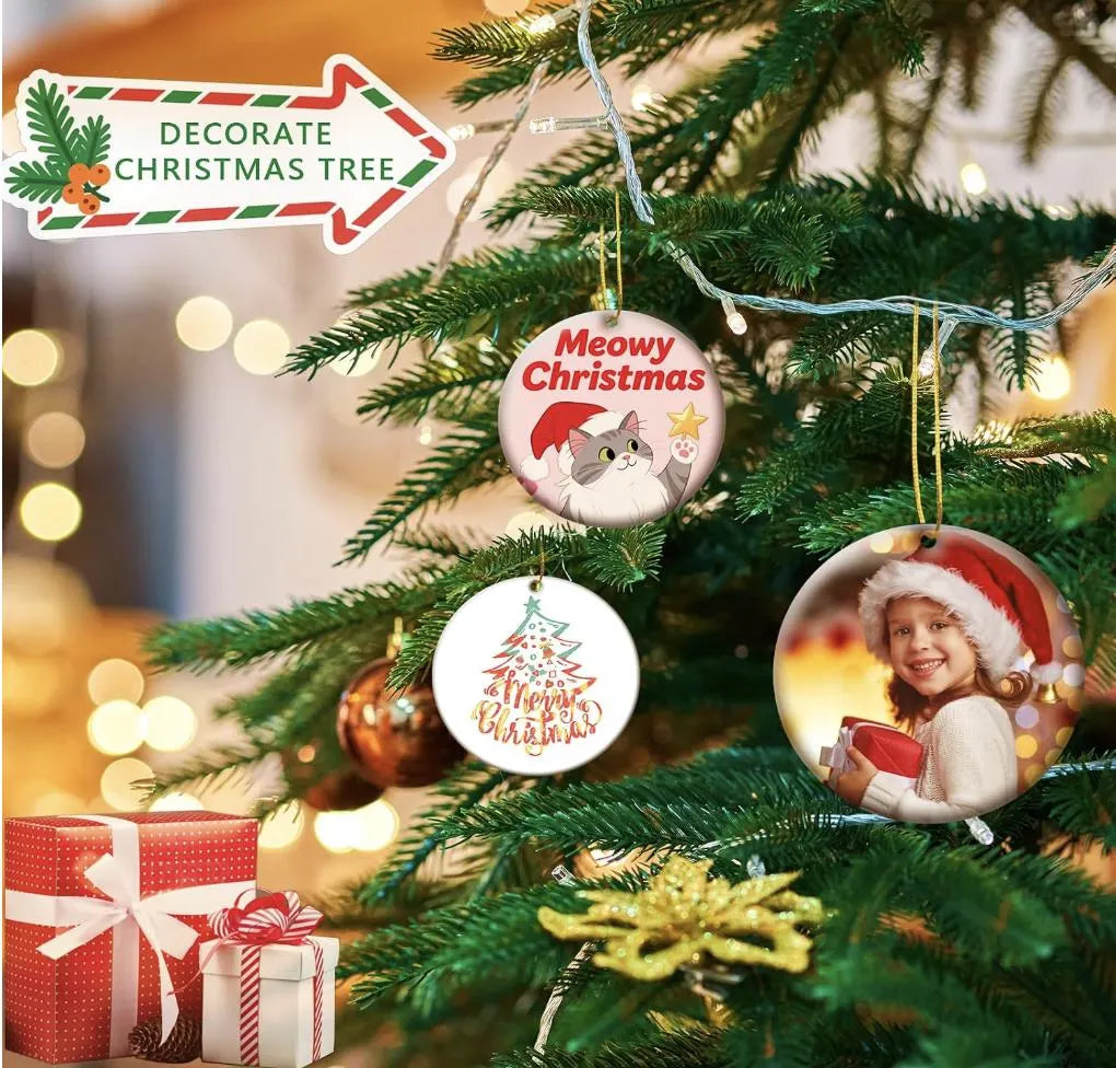Custom Ceramic Christmas Ornament, Personalized Photo Keepsake (Round)