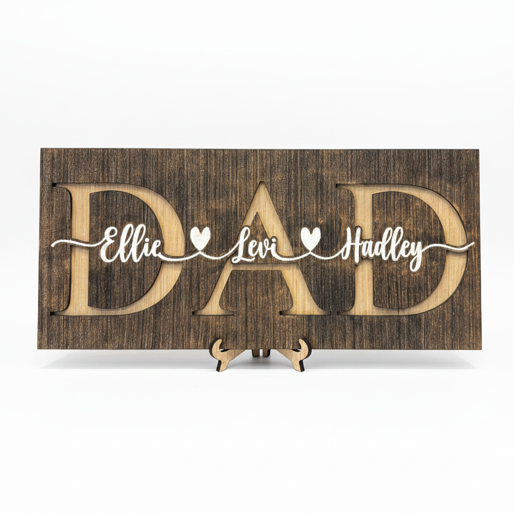 Personalized DAD sign studio product photo on white background