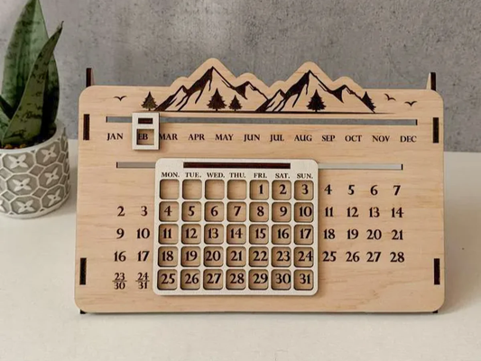 Perpetual Wooden Desk Calendar