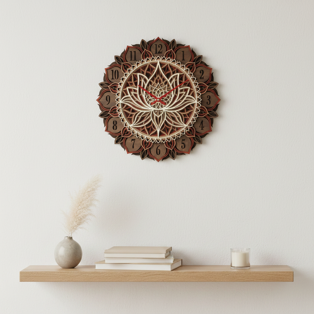 Mandala Lotus Wall Clock minimalist wall display