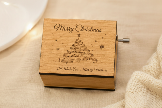 Merry Christmas Music Box – Engraved Wooden Gift