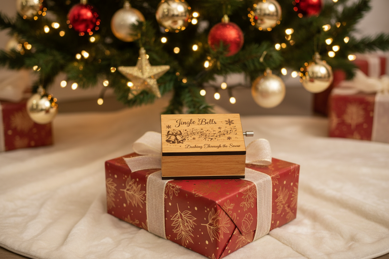 Jingle Bells - Engraved Wooden Music Box