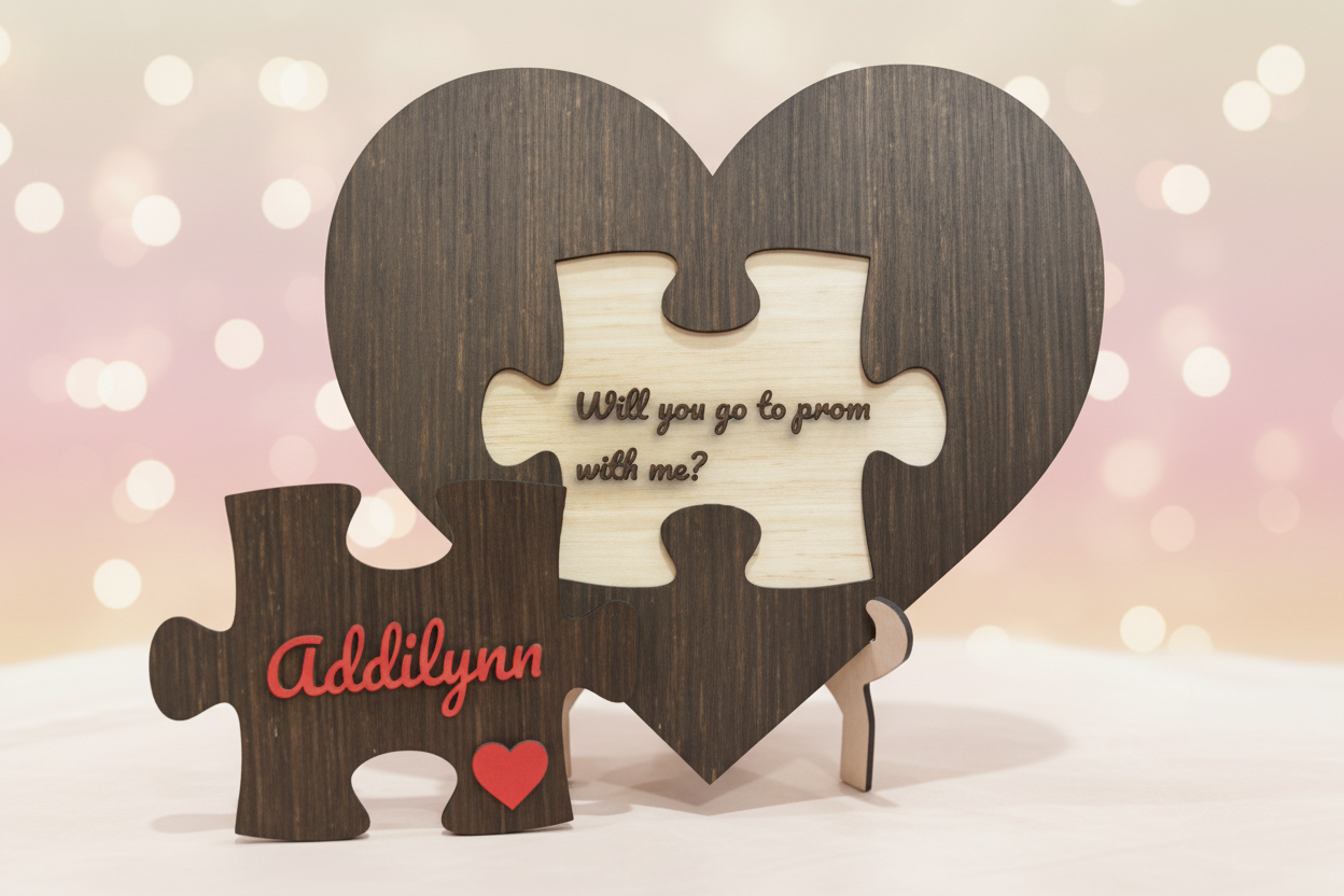 Custom Text Laser Engraved Heart