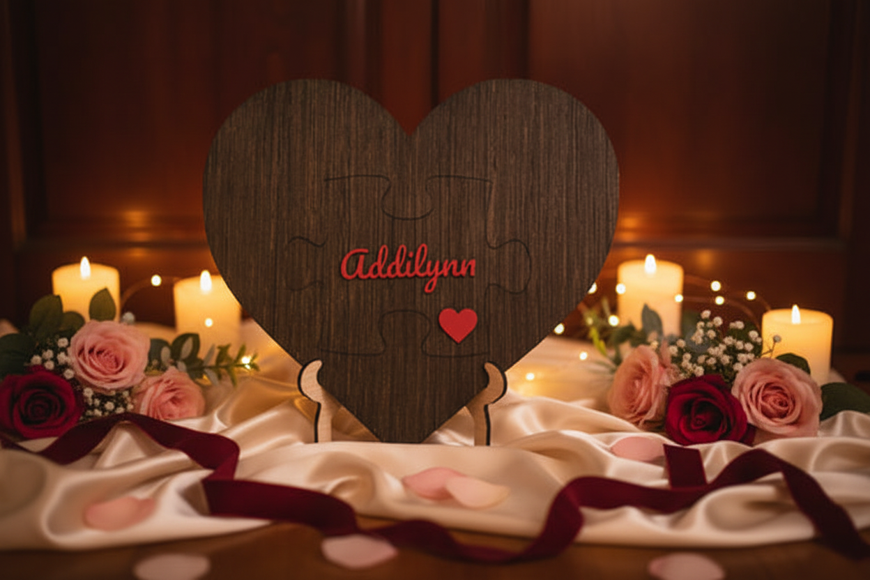 Custom Text Laser Engraved Heart
