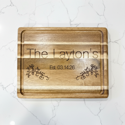 Wedding Gift Personalized Acacia Wood Cutting Board | Custom Engraved