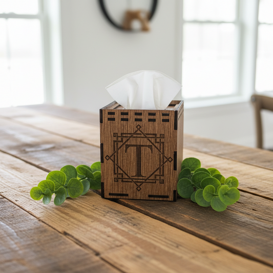 Custom Last Name Monogram Tissue Box Holder
