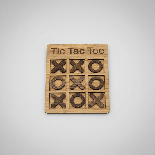 Wooden Tic Tac Toe Board – Handmade Travel Game for Kids & Adults