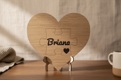 Custom Text Laser Engraved Heart