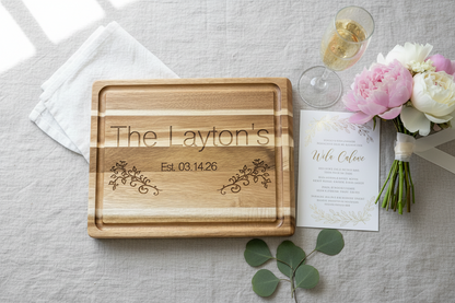 Wedding Gift Personalized Acacia Wood Cutting Board | Custom Engraved