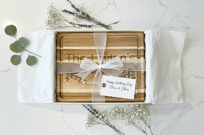 Wedding Gift Personalized Acacia Wood Cutting Board | Custom Engraved