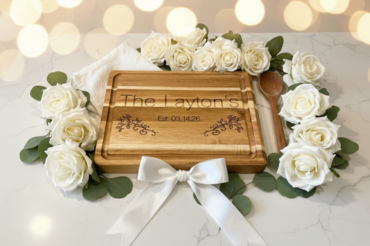 Wedding Gift Personalized Acacia Wood Cutting Board | Custom Engraved